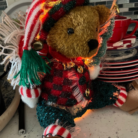 Vintage Fiber Optic Christmas Teddy Bear Plush 2003 Avon EC Works - Picture 10 of 11